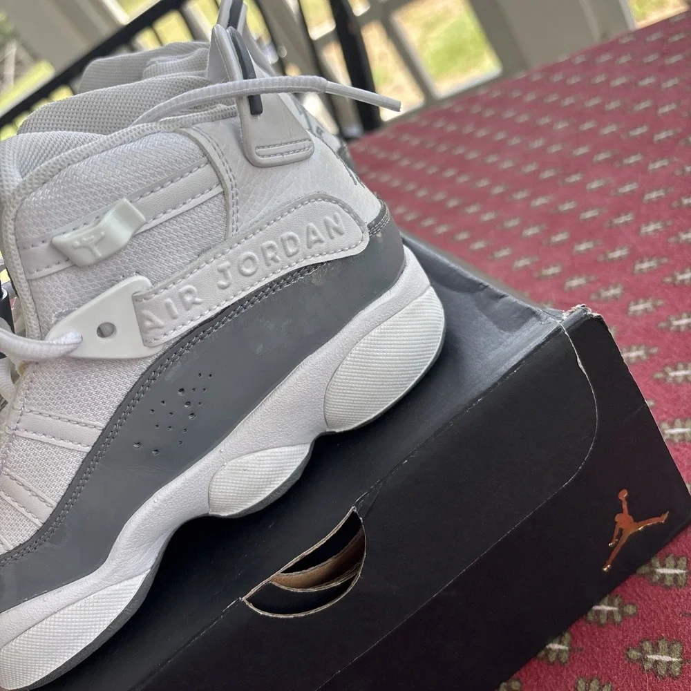 Nike Air Jordan 6 Rings White/Cool Grey Youth SZ 5 Clean Excellent Condition Box